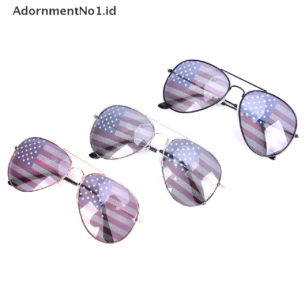 [AdornmentNo1] New Kacamata Hitam Patriotic Bendera Amerika USA Lensa Bintang Garis Pilot Shades Patriot [ID]