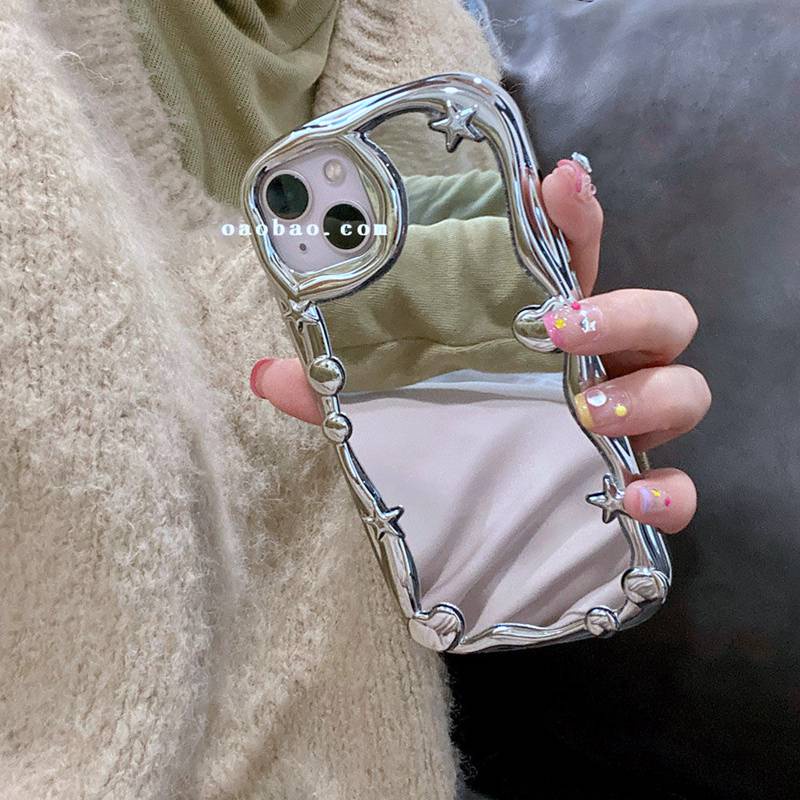 【Mirror Case】Electroplate Silver Mirror case Soft Case for IPhone 6S 7 Plus 8 Plus X XS XR XS Max 11 13 12 14 PRO Max 14 Plus 7+ 8+ ip 12 Pro Max Pretty Girl Women's Gift