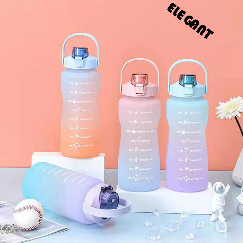 [Elegan] Botol Air Minum Outdoor 2L Warna Gradasi Dengan Sedotan Plastik Botol Minum Kapasitas Besar