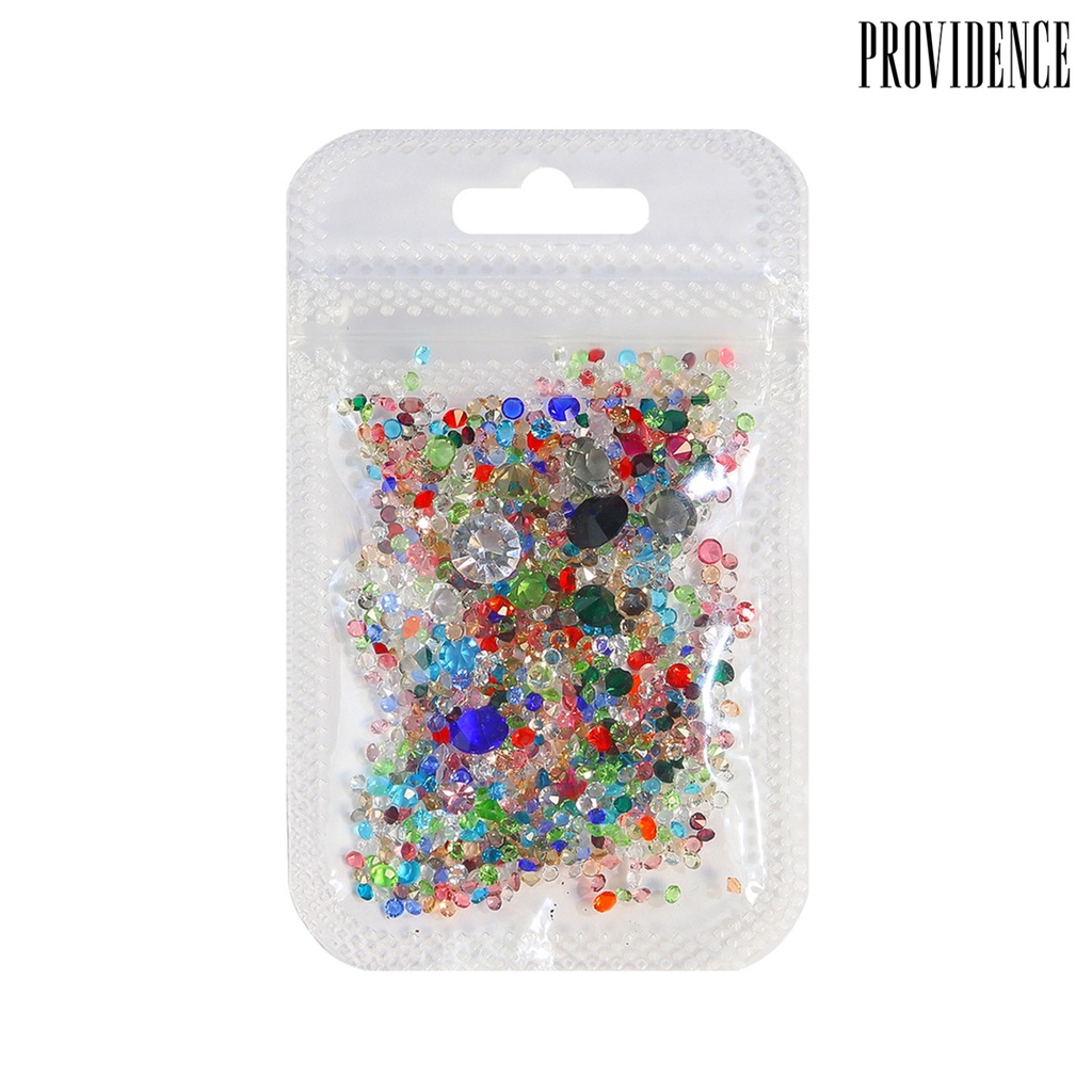 Providence 1tas Nail Art Berlian Imitasi Bersinar Glitter Berkilau DIY Mempesona Efek Visual Warna-Warni Dasar Runcing Pesona Kuku Dekorasi Salon Pasokan