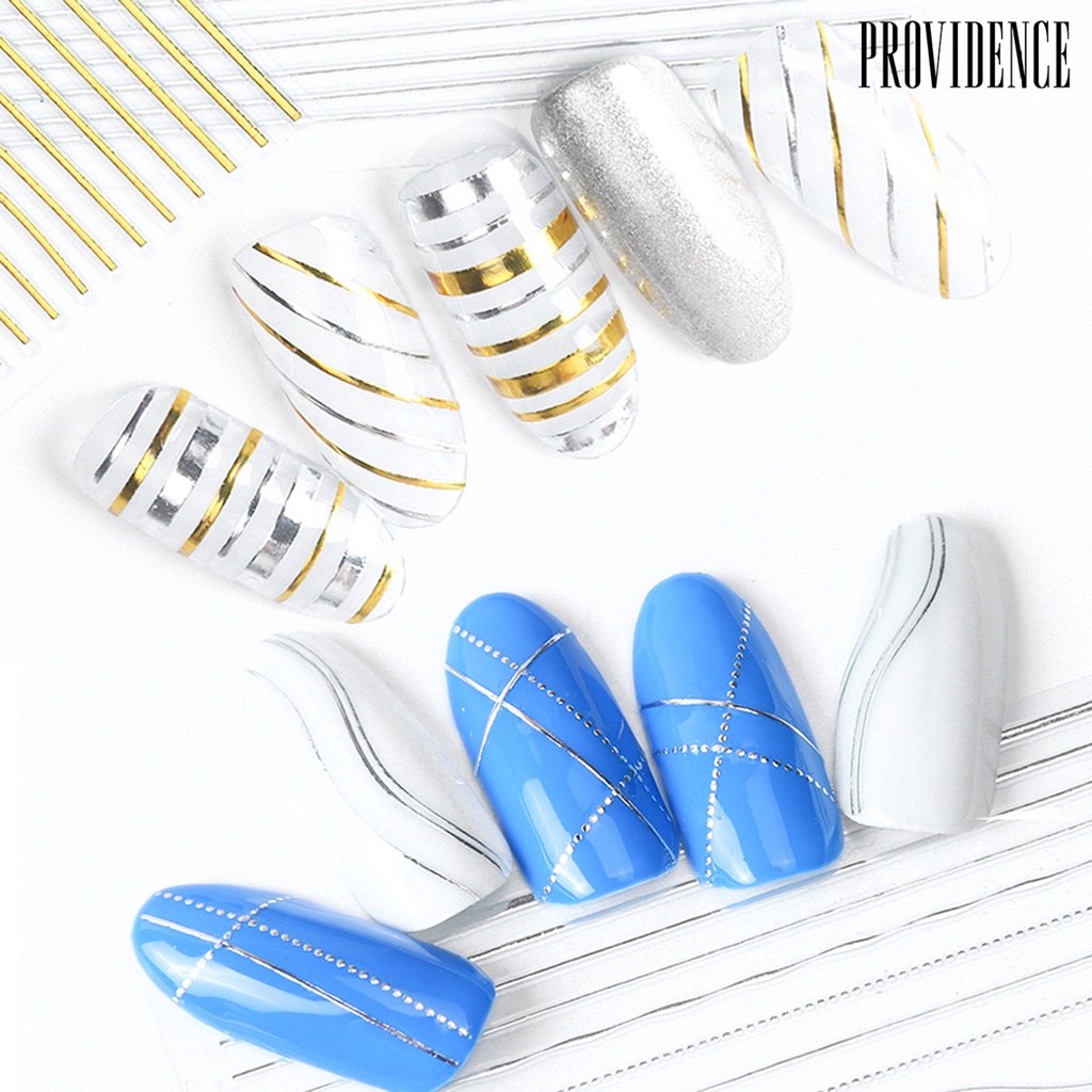 Providence Strip Kuku Bentuk Setengah Bulan Efek 3D Ultra Tipis Rose Gold Striping Tape Garis Desain Manicure Untuk Wanita