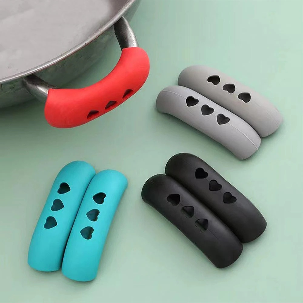 Penutup Insulasi Panas Panci Klip Telinga 2 Pcs Silikon Penutup Pegangan Panci Non-slip Steamer Casserole Pan Handle Holder Isolasi Sarung Klip Aksesoris Dapur