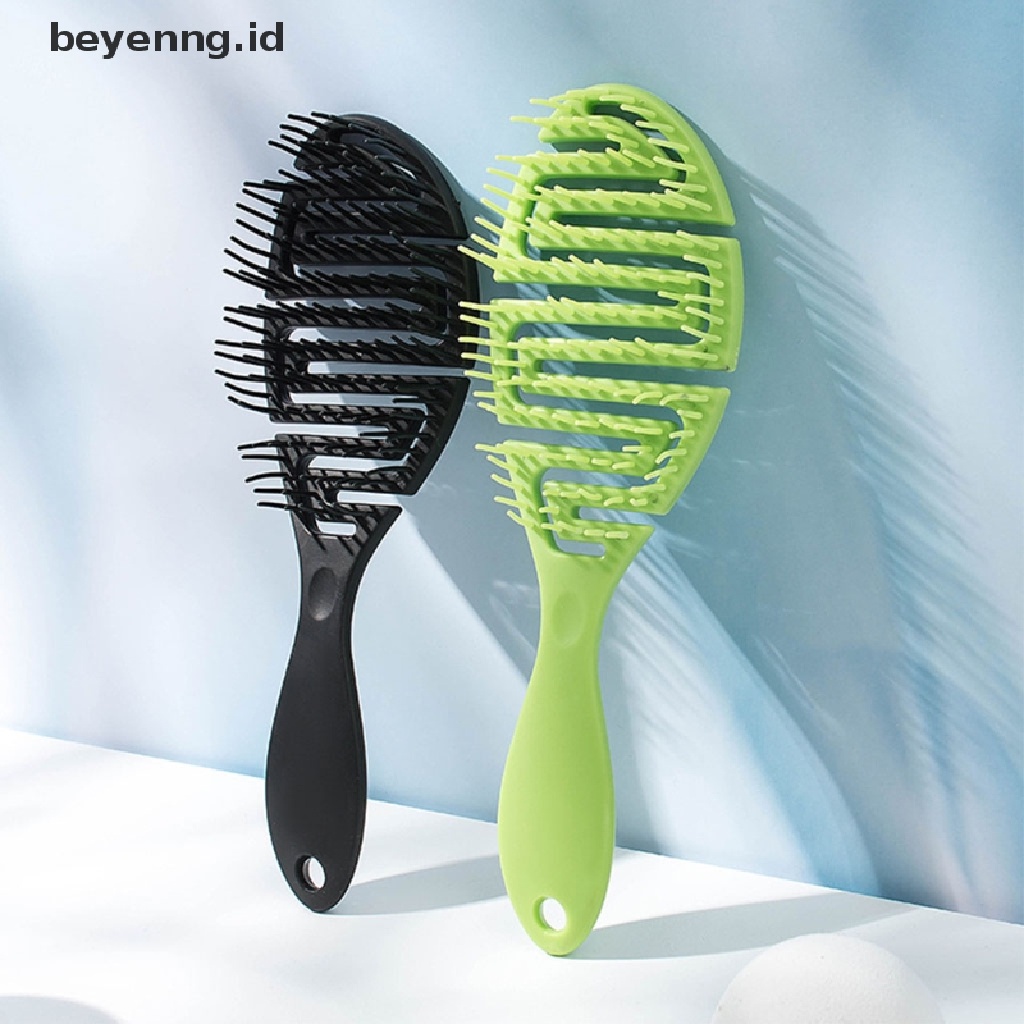 Beyen Sikat Basah DryCurved Comb Massage Comb Fluffy Shape Ribs Curling Comb Pada Rambut Basah ID