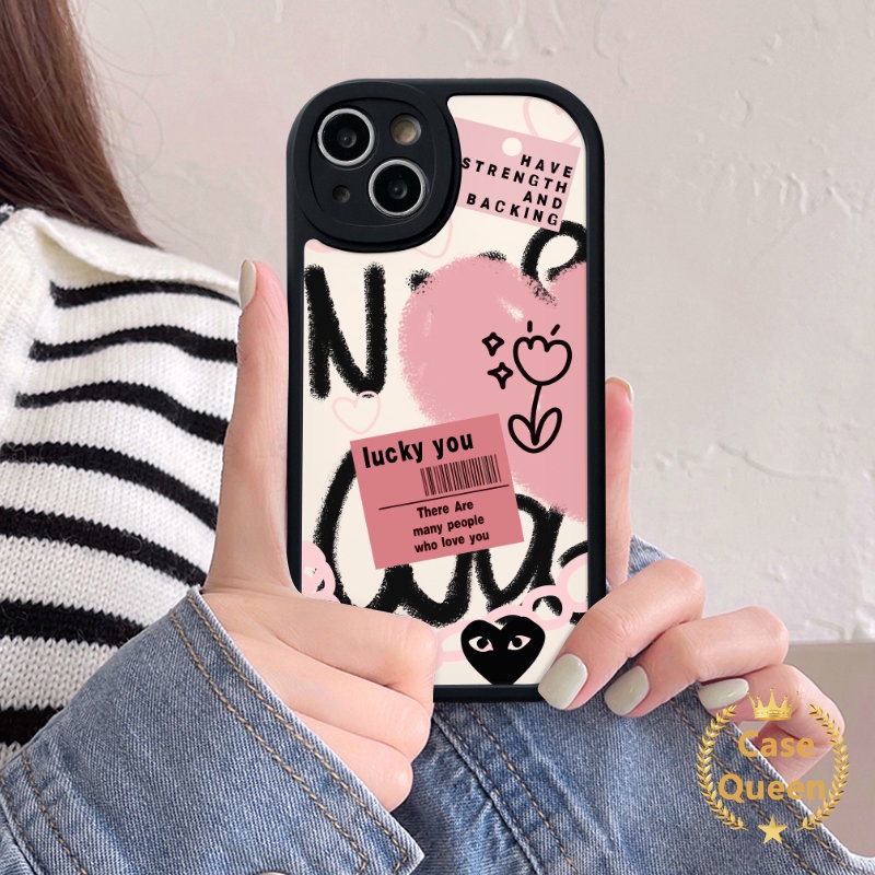 Ins Graffiti Letter Label Comme des Garcons Casing For Infinix Hot 9 11 10 Play Hot 10 Lite Hot 10T 11s 10s Smart 5 6 Infinix Note 8 Love Heart Trendy Brand Soft Tpu Cover