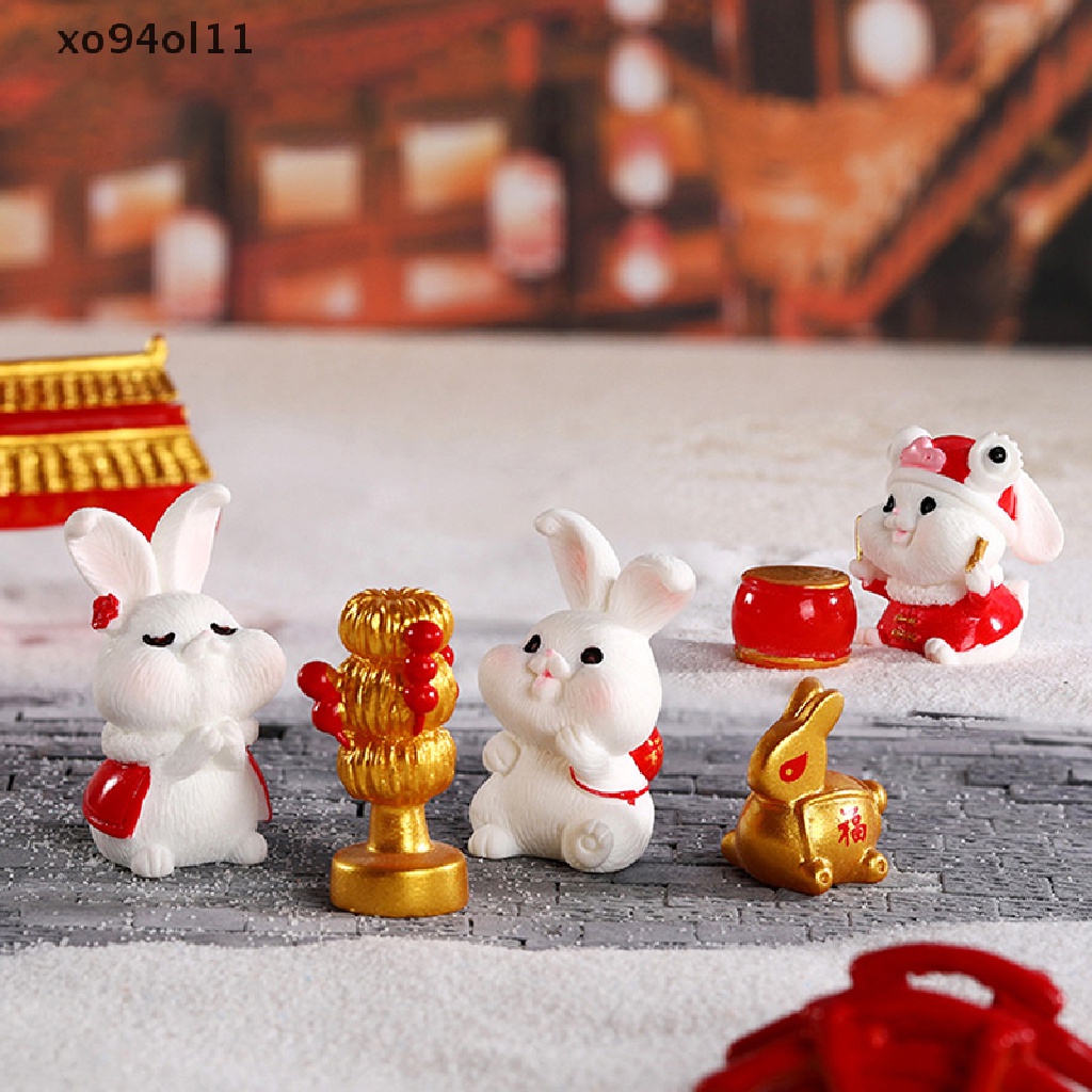 Xo 2023hiasan Kelinci Zodiak Kelinci Kecil Miniatur Kartun RabbitMicro Landscape Ornamen Untuk Dekorasi Rumah Animal New Year Room Decor OL