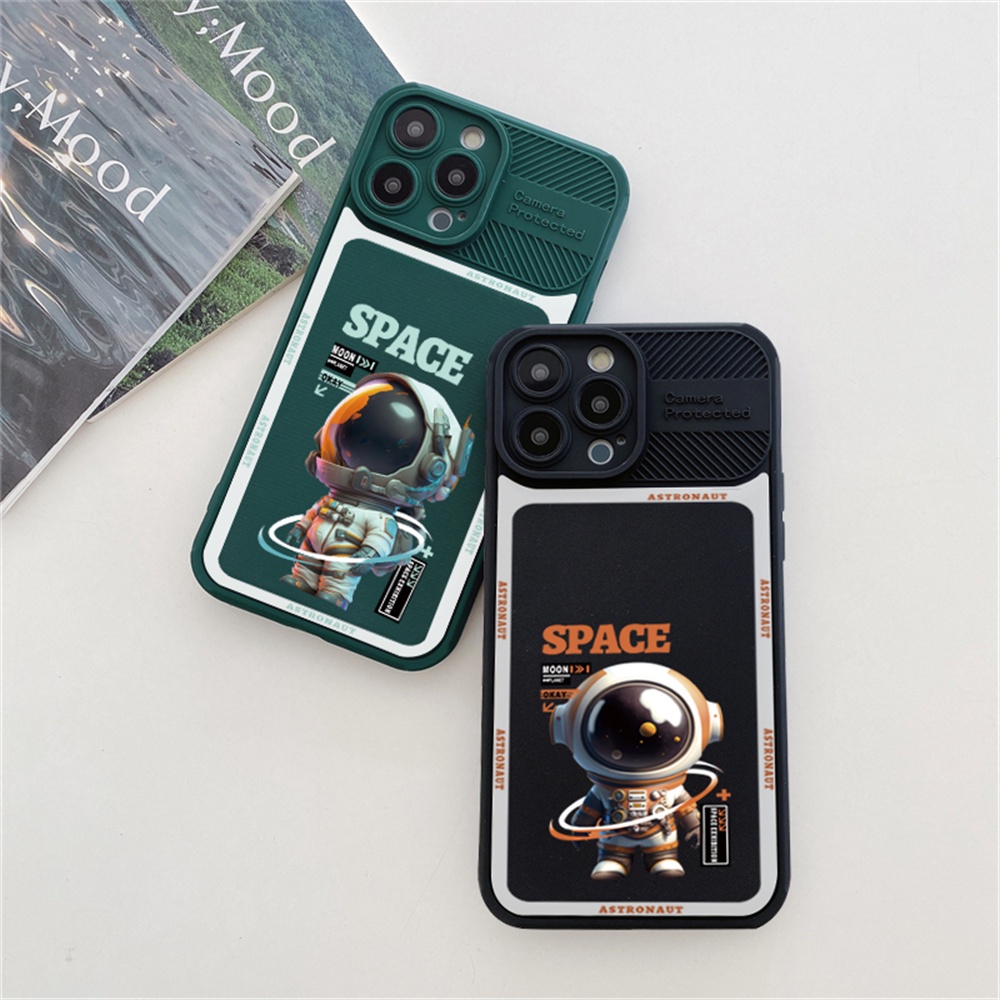 Casing Untuk iPhone 14 Pro Max14 Plus 13 Pro MAX 12 Pro MAX 11 Pro MAX X XS MAX XR Ip7 8 Plus Orange Astronot Perlindungan Penuh Anti Slip Shockproof Case Binteacase