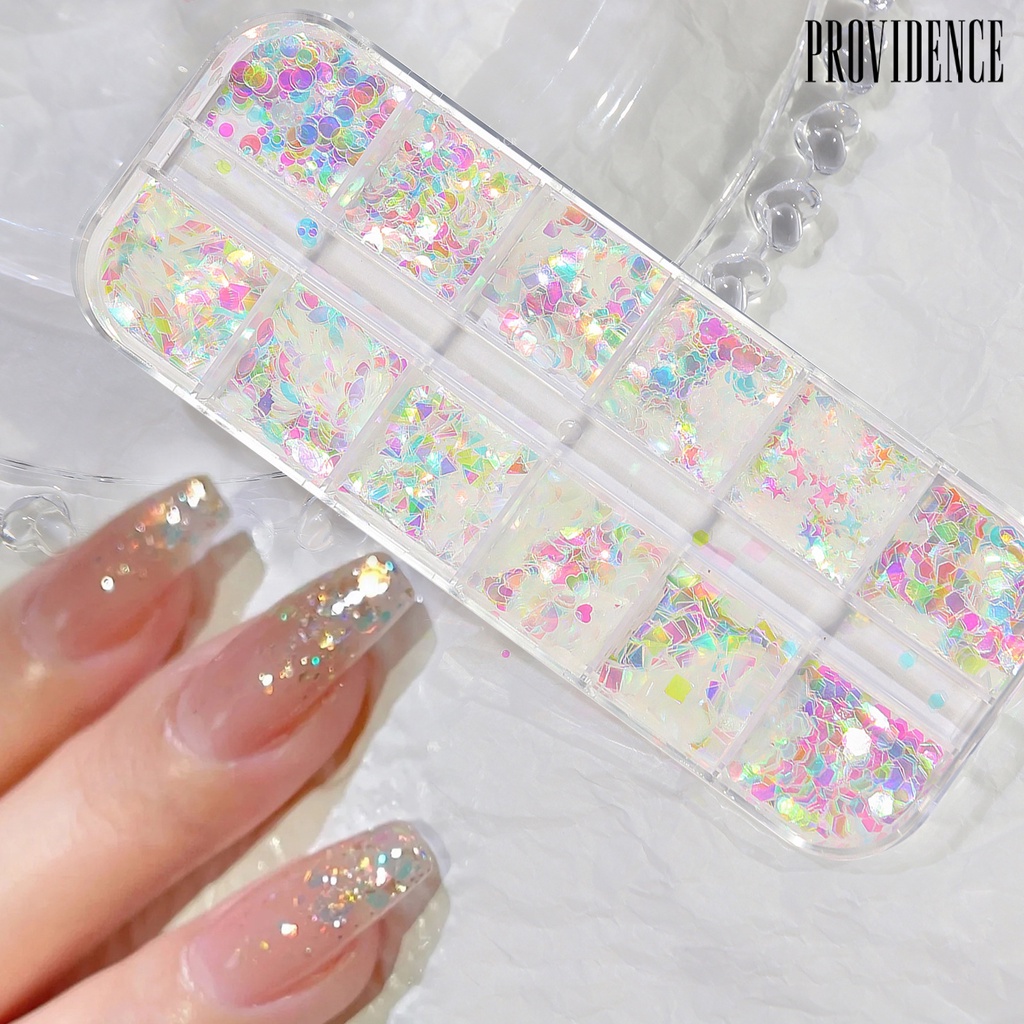 Providence Nail Sequin 12kisi Bersinar Tahan Lama Kuku Glitter Sequin Dekorasi DIY Crafting Beragam Gaya Campur Bulan Bintang Manicure Paillette Untuk Wanita Perempuan