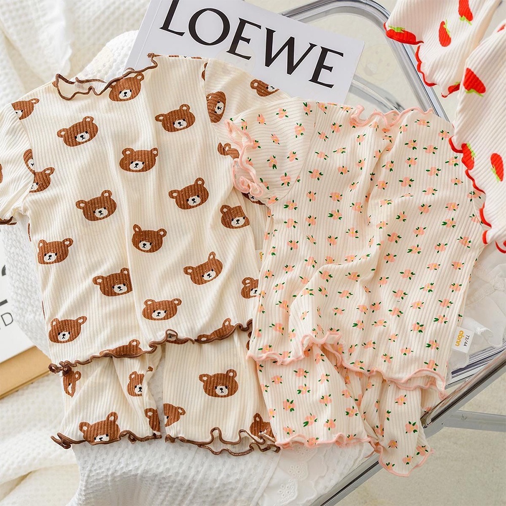 Lacoo Piyama anak set Baju tidur setelan anak pendek Piyama anak Pajamas anak set korea