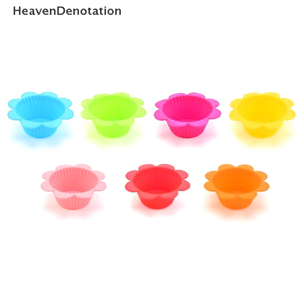 [HeavenDenotation] 5pcs Cetakan Silikon Sun Flower Cupcake Muffin Cup Baking Mold Cetakan Puding Jelly HDV