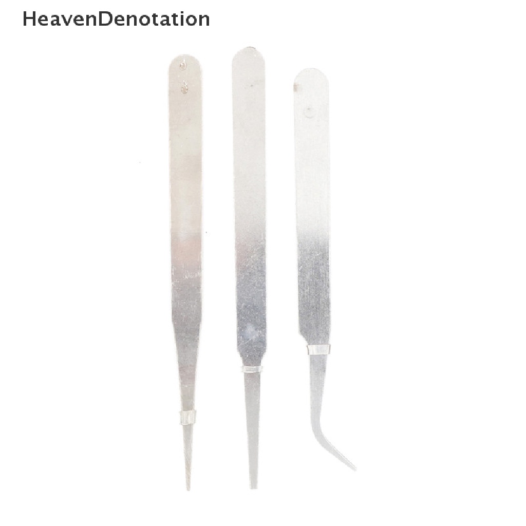 [HeavenDenotation] 3pcs/set Penjepit Stainless Steel DIY Alat Perbaikan Presisi Perakitan Elektronik HDV