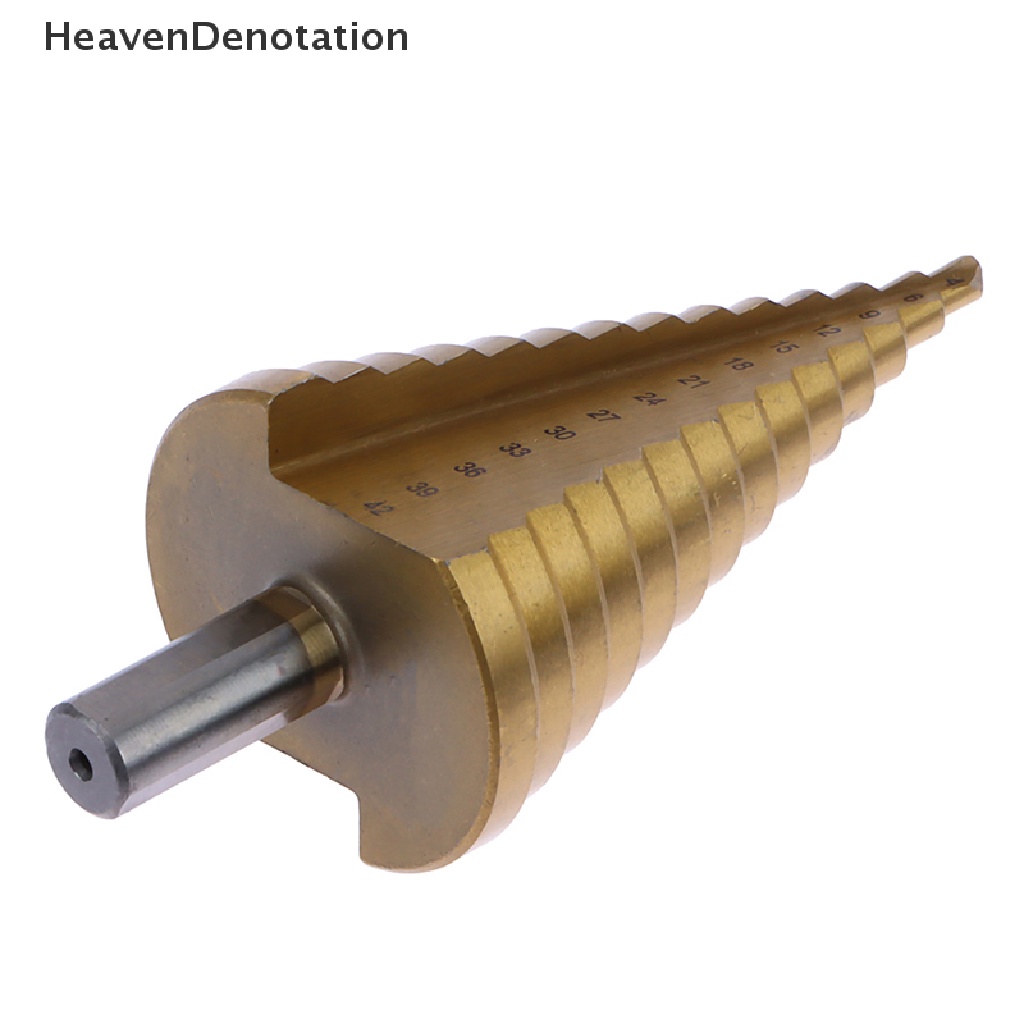 [HeavenDenotation] Ukuran Besar 4-42mm Mata Bor Step Baja Kecepatan Tinggi Untuk Pemotong Lubang Kayu Logam Titanium Coated Drilling Power Tools HDV