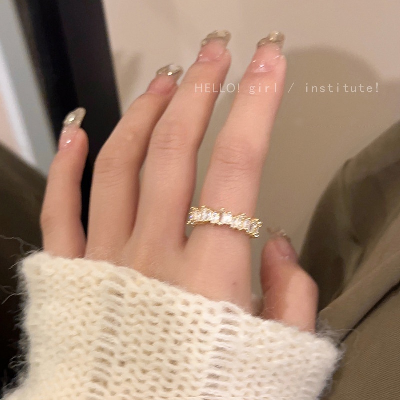 Cincin Zirkon Korea Cincin Jari Telunjuk Kristal Tidak Teratur Untuk Perhiasan Aksesoris Wanita Fashion