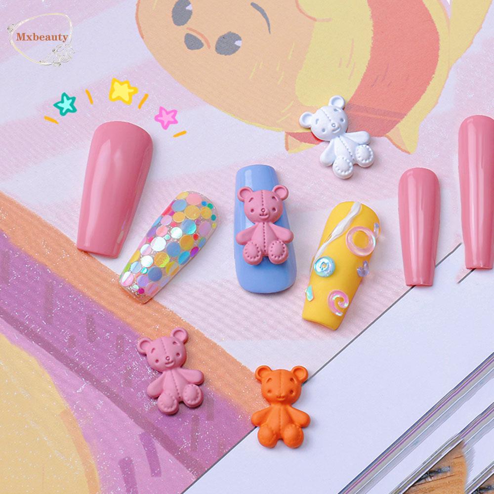 Mxbeauty Ornamen 3d Bentuk Biskuit Beruang Warna Permen Gaya Jepang Untuk Dekorasi Nail Art