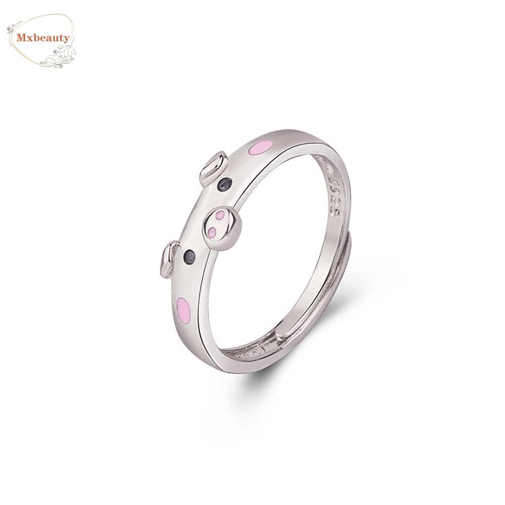 Mxbeauty Pembukaan Cincin Indah Beruntung Pink Piggy 1pc Enamel Hadiah Untuk Wanita Kekasih Perhiasan
