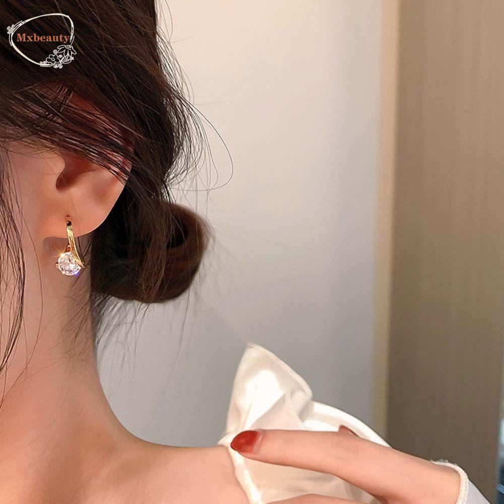 Mxbeauty Anting Hoop Trendi Memutar Kecil Gaya Wangi Berlian Imitasi Perempuan Aksesoris Telinga Wanita Stud Earrings