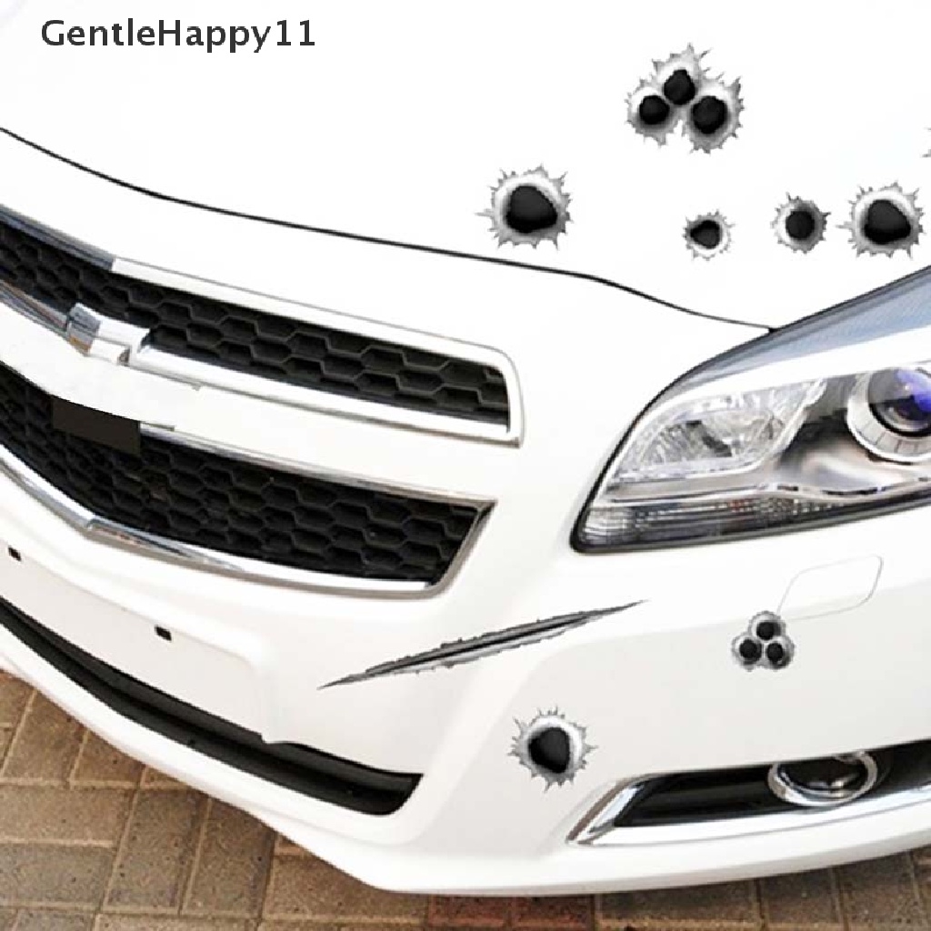 Gentlehappy 1PCS Kreatif Mobil Styling 3D Tembakan Pistol Lubang Peluru Palsu Stiker Mobil Lucu Decal  Id