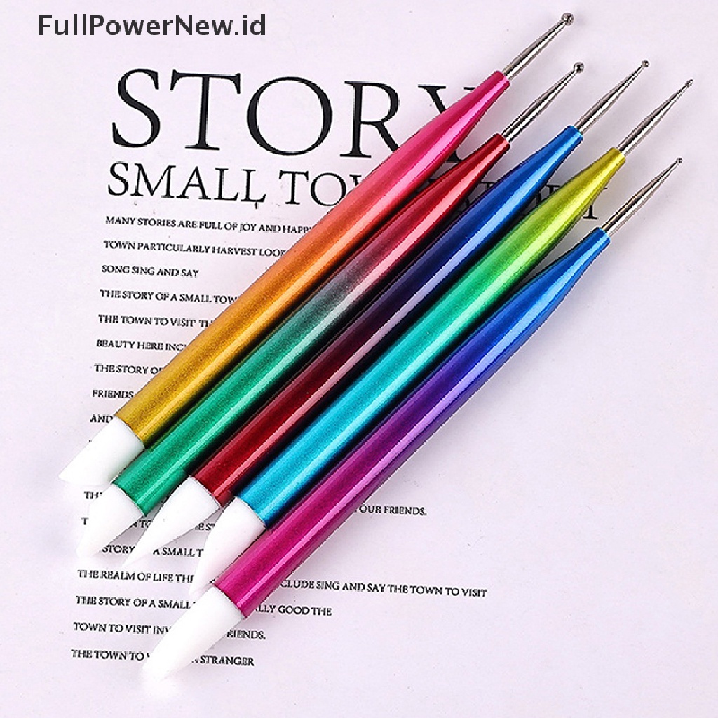 Power 5Pcs Dual Ended Dotg Pen Rhinestone Picker Lilin Pensil Nail Art Alat Manicure ID