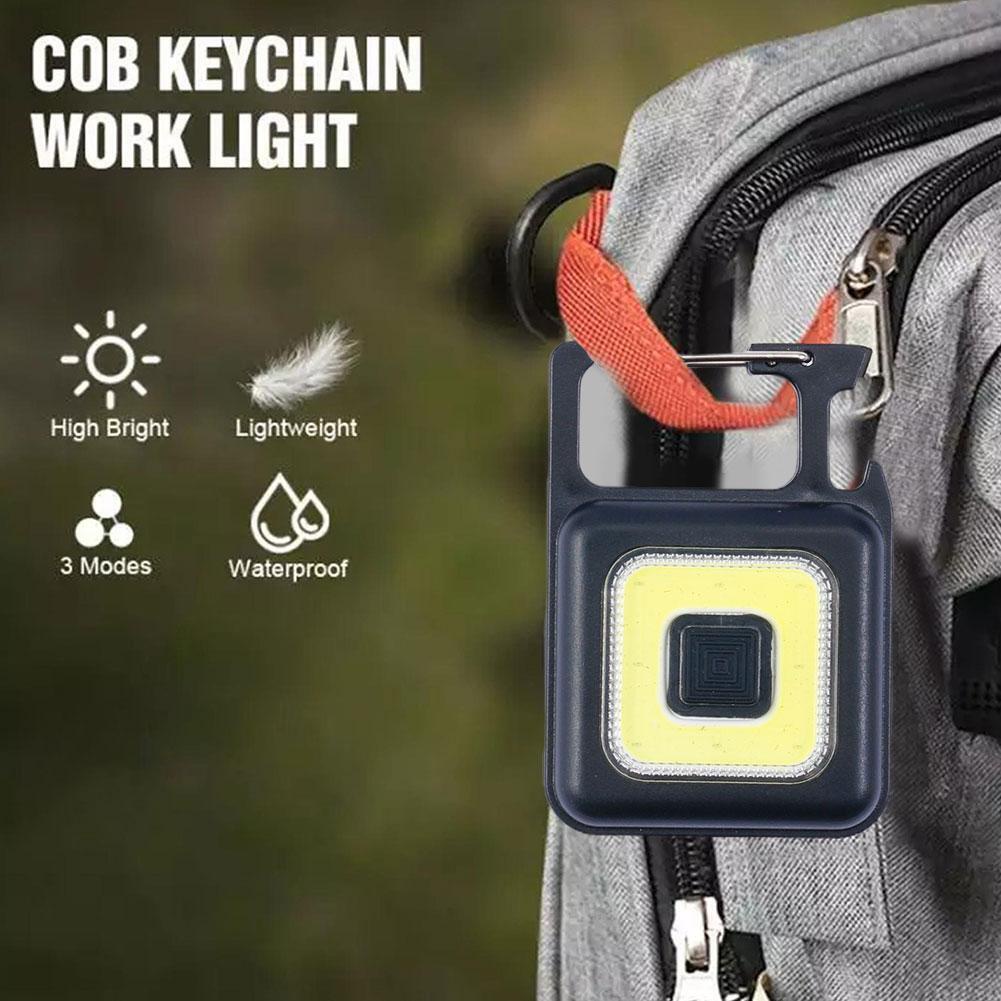 Lampu Gantungan Kunci Tombol Portable Camping Outdoor Multifungsi/Senter COB Carabiner Mini Genggam Darurat/Lampu Flash LED Lumen Tinggi 3mode Untuk Hiking, Camping