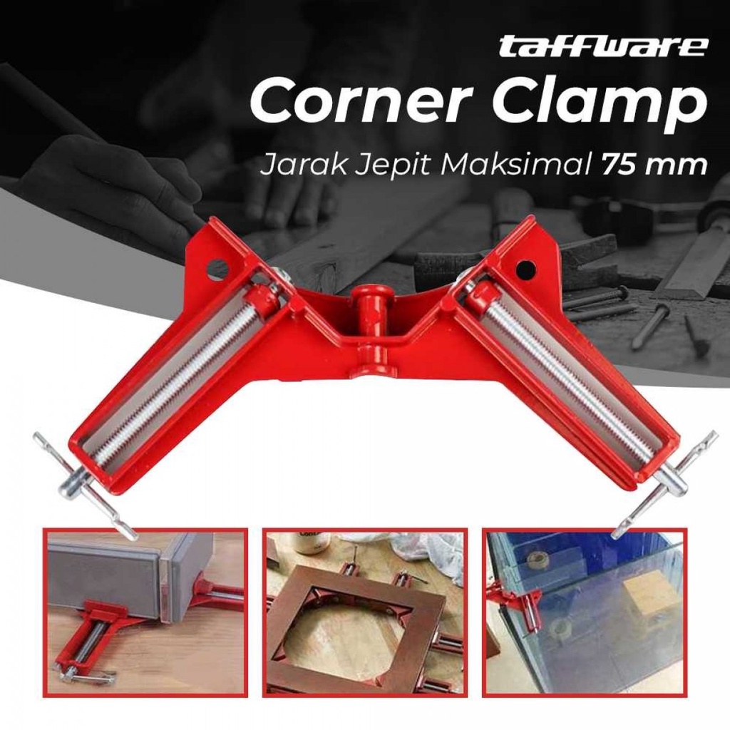 Clamp Penjepit Sudut Frame Kayu 90 Derajat 75mm Taffware