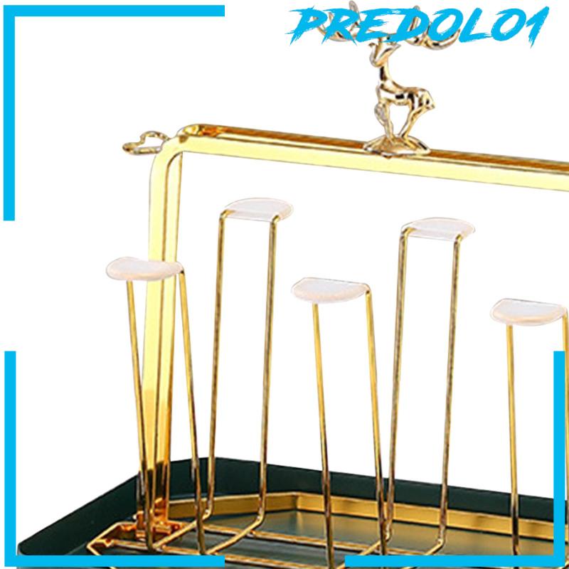 [Predolo1] Mug Organizer Luxury 6cup Metal Drainer Holder Rak Tempat Botol Toples Kantor