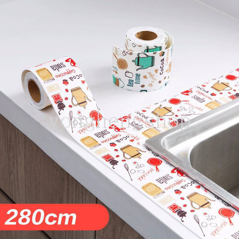 2.8 M Wastafel Dapur Tahan Air Stiker Anti Fouling Tape Meja Toilet Gap Self-adhesive Seam Stickers Window Water-absorbing Sticker Wastafel Sealing Strip Tape