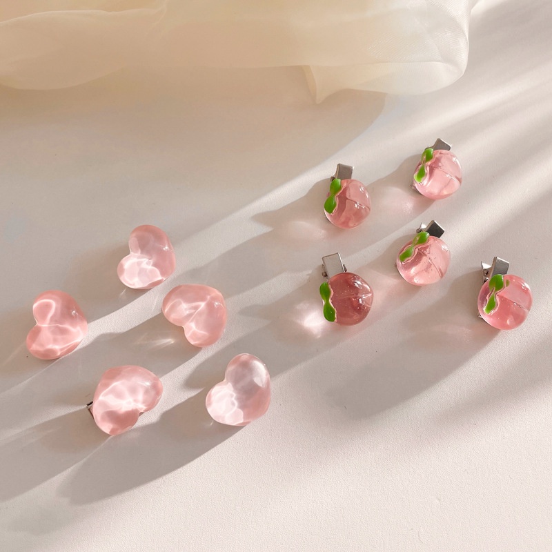 Sweet Pink Hair Clip Series Girls Bow, Peach Mountain Camelia Love, Love While Hairpin