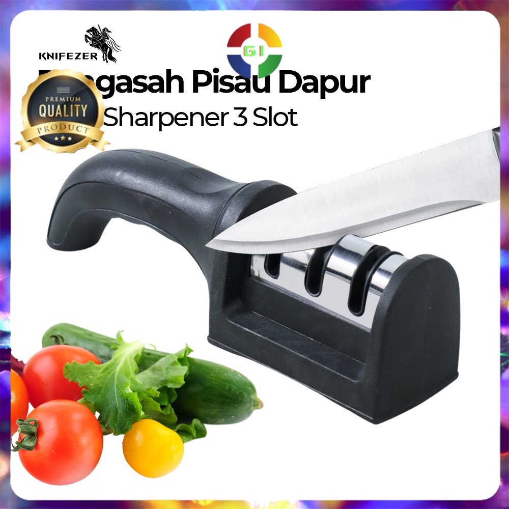 Pengasah Pisau Dapur Knife Sharpener 3 Slot Black