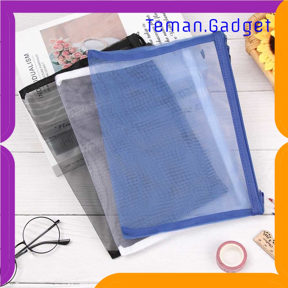 TG - ATK KOUZIO Tempat Pensil Jaring Transparan Document Organizer Zipper Bag - A465