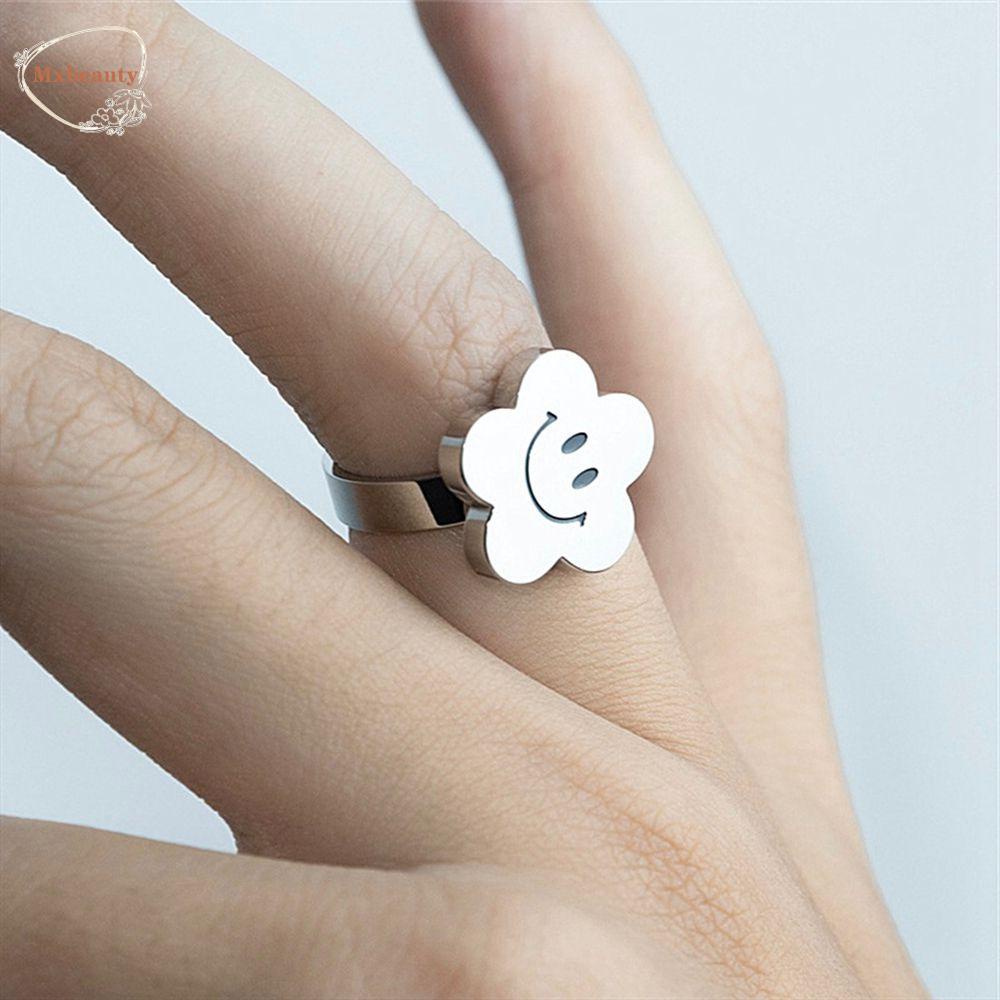 Mxbeauty Pembukaan Cincin Adjustable Kepribadian Trendi Geometri Bunga Tembaga Lebar Cincin Jari Perempuan