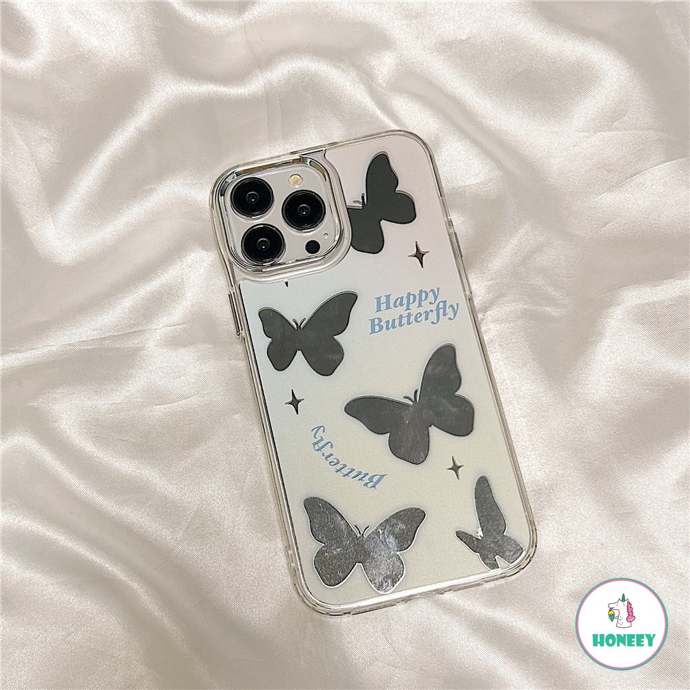 IPHONE Lucu Kupu-Kupu Cermin Mewah Gelang Ponsel Case Untuk Iphone13 12 14 Pro Max Huruf Shockproof Fashion Lembut Gelang Cover Case