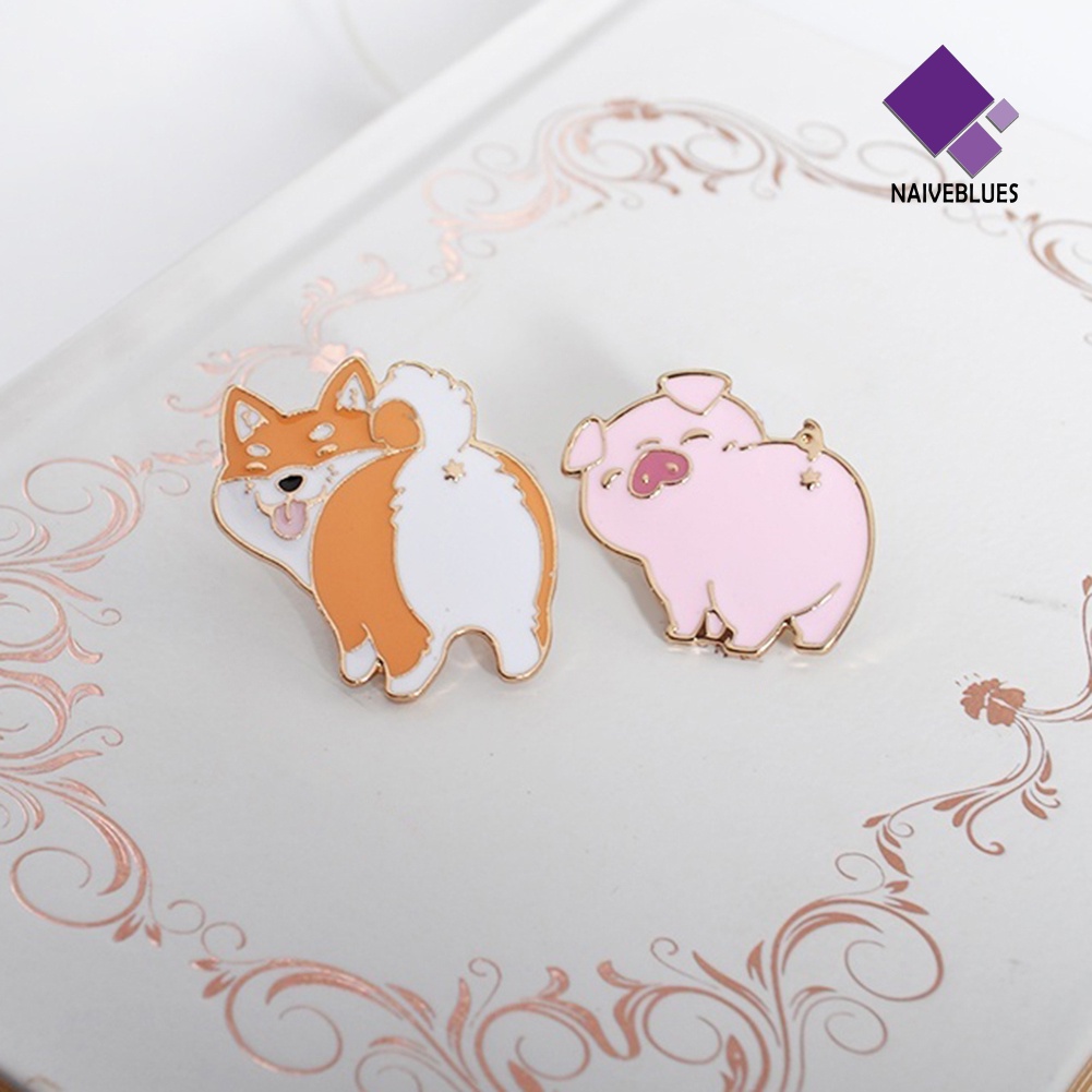 < Naiveblues > 1Pc Unisex Hewan Lucu Panda Anjing Babi Kerah Bros Pin Lencana Pin