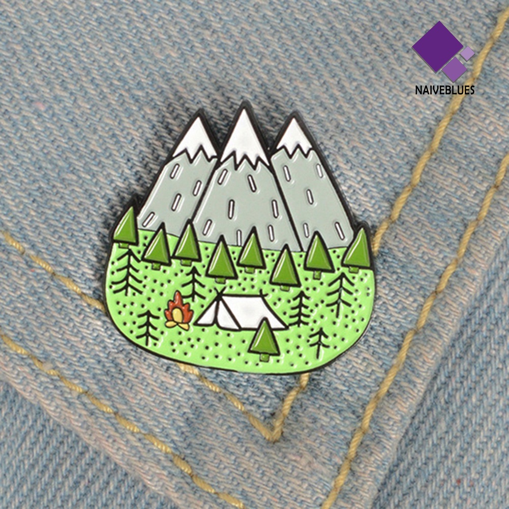 &lt; Naiveblues &gt; Kartun Kamp Gunung Enamel Kerah Lapel Bros Pakaian Syal Perhiasan