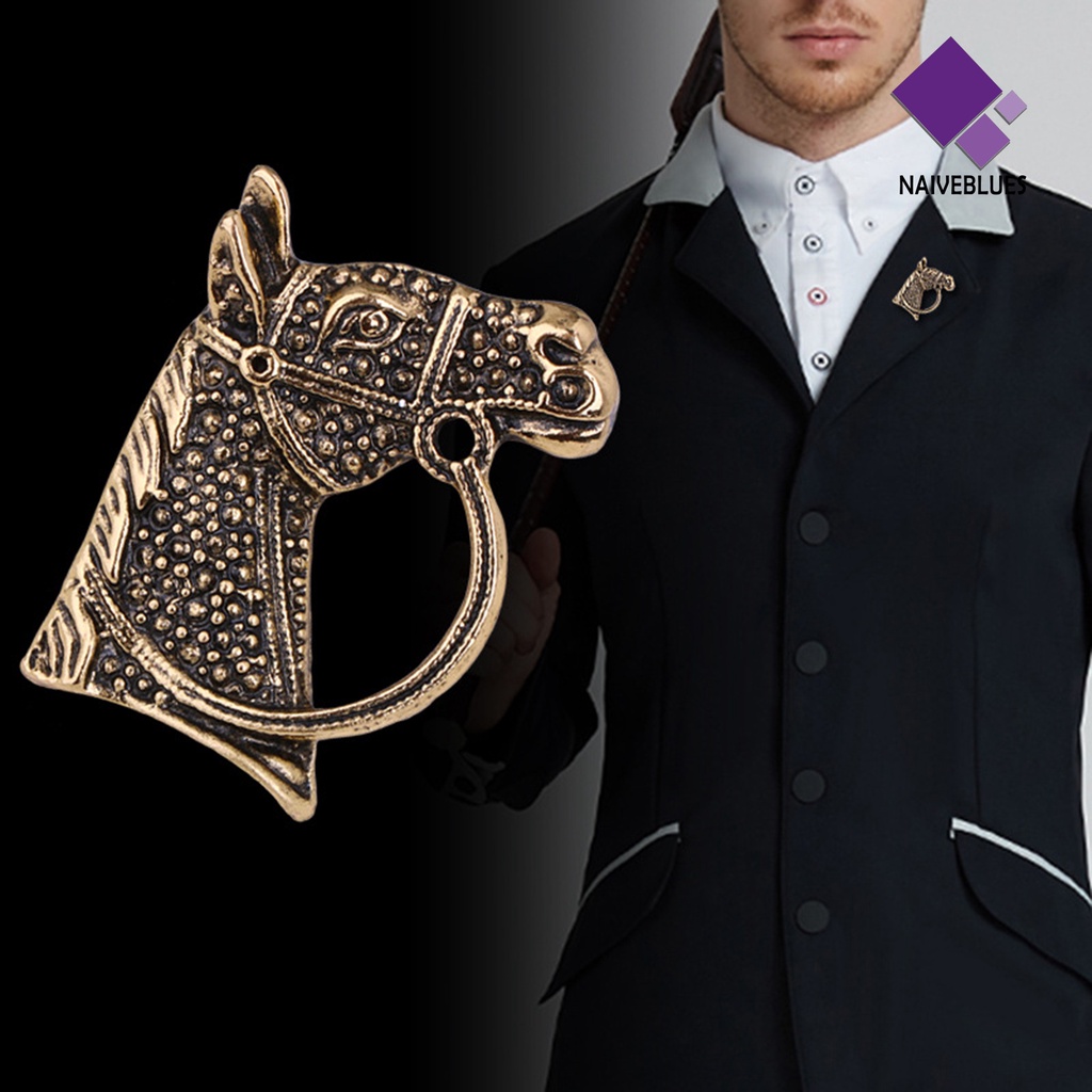 &lt; Naiveblues &gt; Kepala Kuda Bros Retro Distressed Elegan Electroplating Hadiah Dainty Pria Bisnis Jas Lapel
