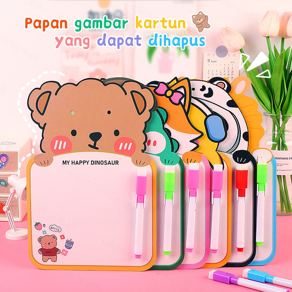 JCHO Papan Gambar Anak Bisa Dihapus/ Papan Gambar Anak/ Papan Tulis Mini Motif Hewan Lucu