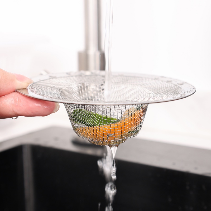Topi Jerami Bulat Bentuk Saringan Wastafel Jaring Stainless Steel/Penangkap Limbah Wastafel Dapur Kamar Mandi Anti Blokir Stopper