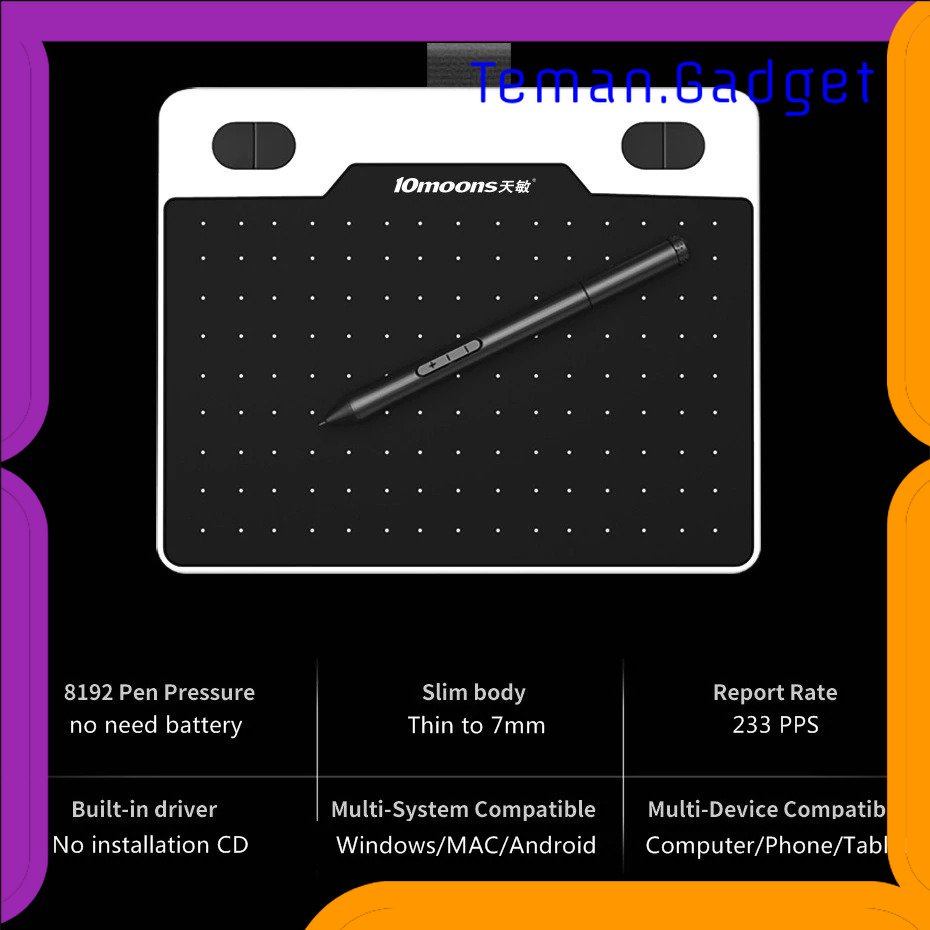 TG - KMP 10moons Graphics Digital Drawing Tablet 6 Inch with Stylus Pen - T503