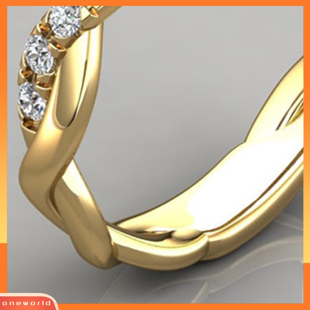 [EONE] Cincin Kawin Memutar Berkilau High-end Besar Berlian Imitasi Knuckle Circlet Perhiasan Perempuan