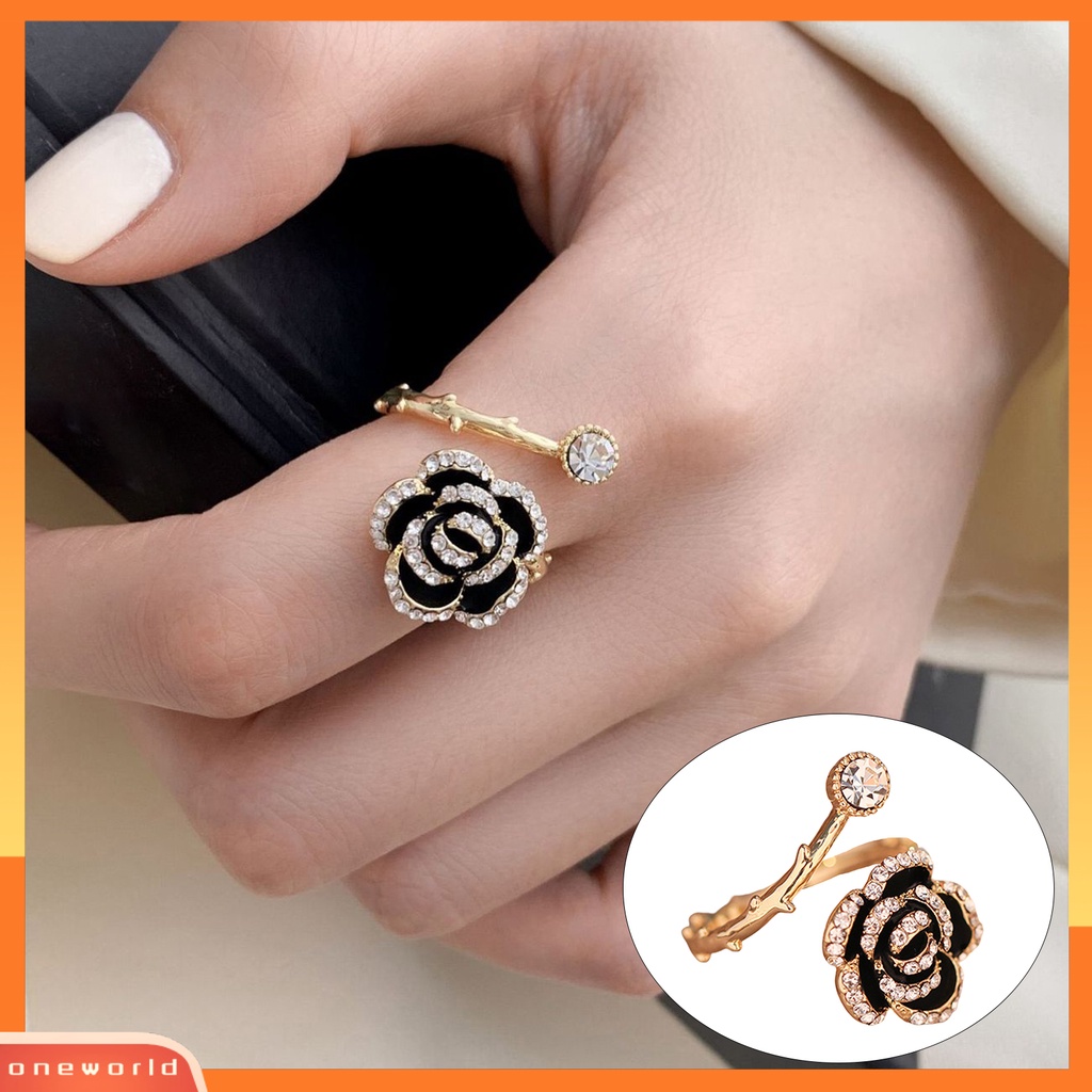 [EONE] Wanita Cincin Camellia Pembukaan Perhiasan Adjustable Gaya Korea Cincin Hadiah Ulang Tahun