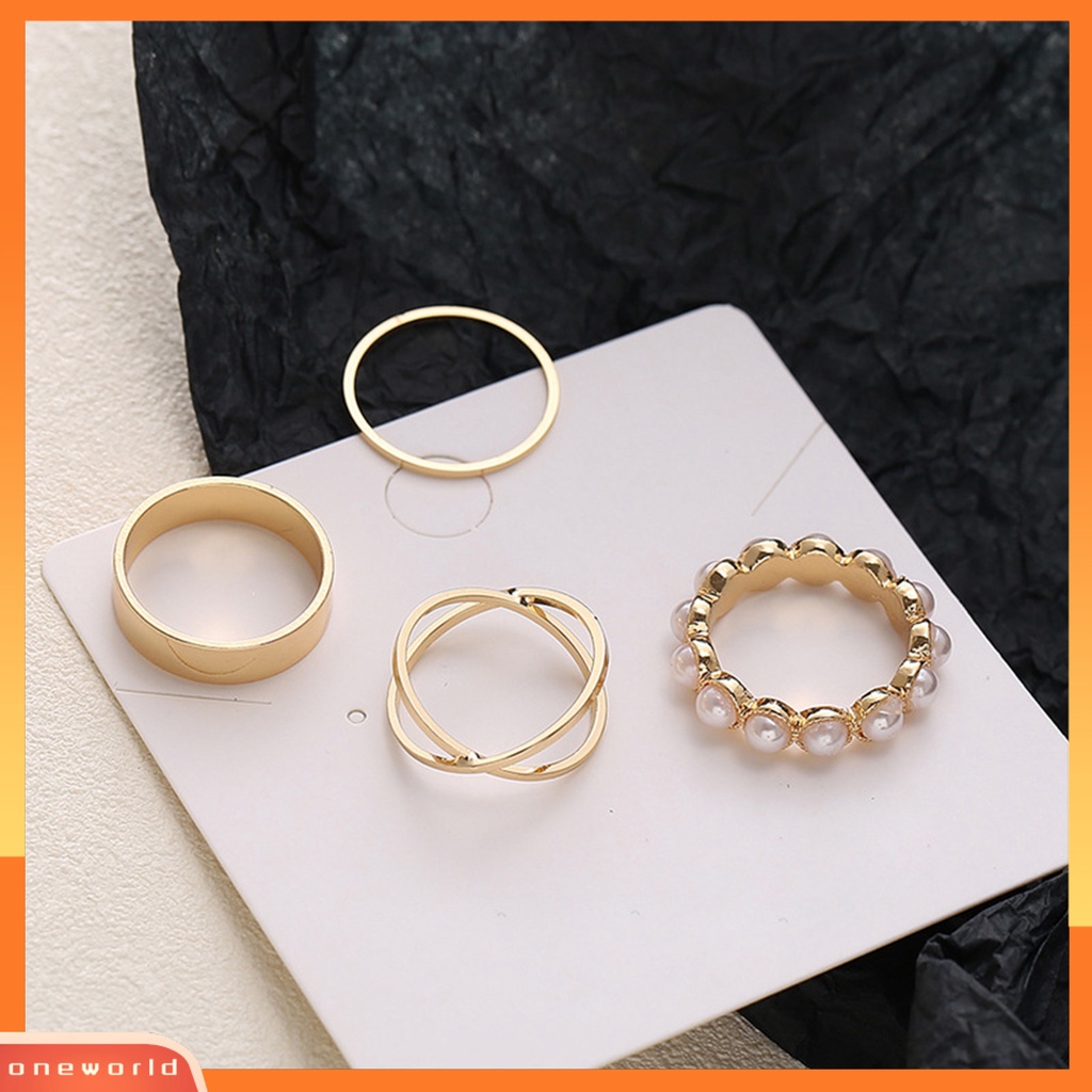 [EONE] 4pcs Cincin Kawin Eye-catching Shiny Dress Up Tahan Lama Indah Terang Kilau Cincin Untuk Pesta