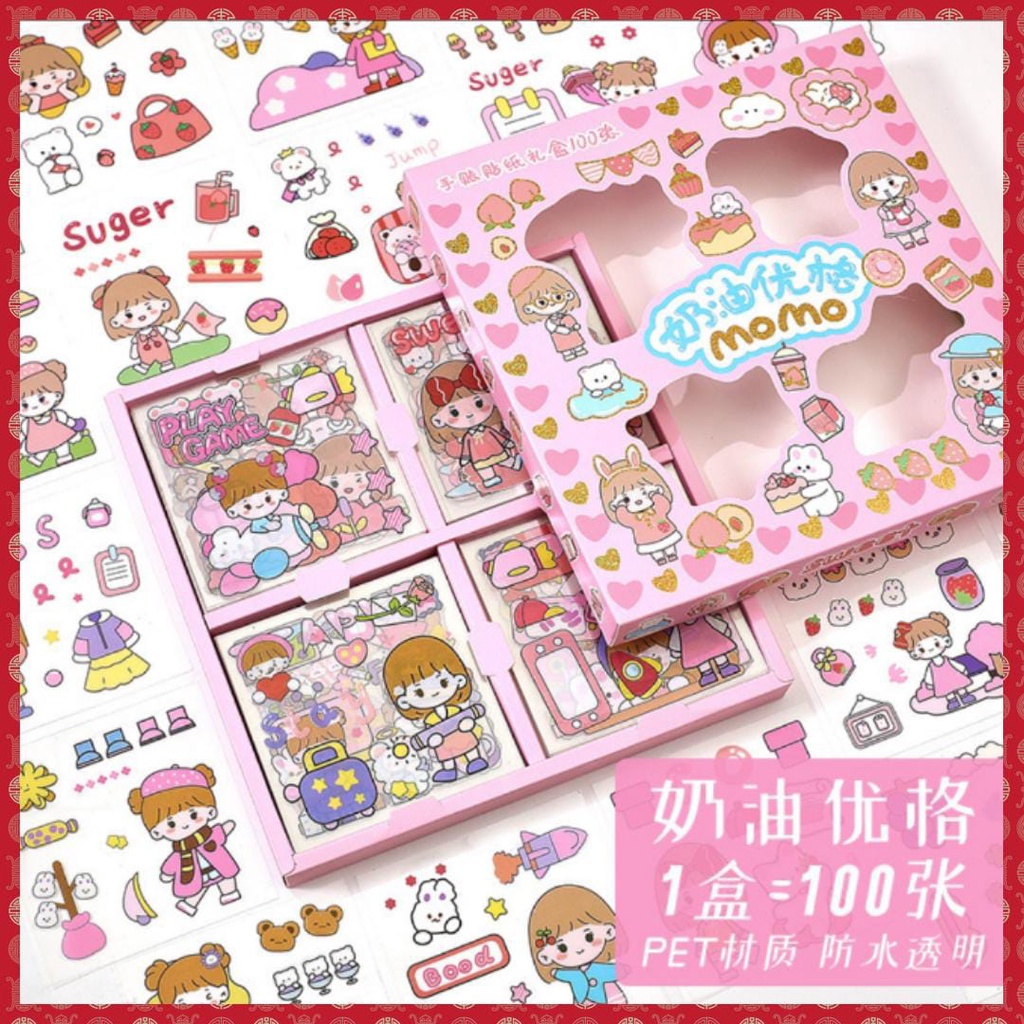 Sticker Tempel Anak Boneka Cantik Waterproof Stiker Momo Cewek Cowok Kartun Korea Cute Anti Air Handbook Scrapbook