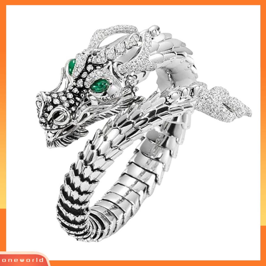 [EONE] Pria Cincin Pembukaan Berlebihan Tren Baru Kepribadian Hadiah Keren Perak-Warna Lilit Naga Loong Jari Cincin Perhiasan Fashion