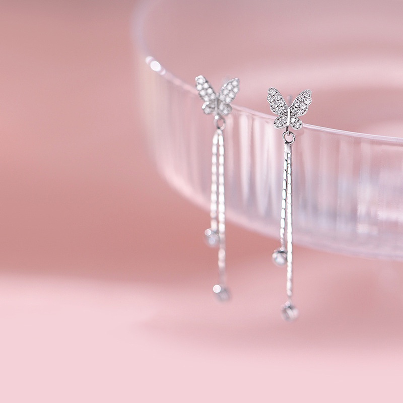 Anting Kupu-Kupu Zirkon Elegan Untuk Wanita Hypoallergenic Fashion Aksesoris Perhiasan Anting Panjang