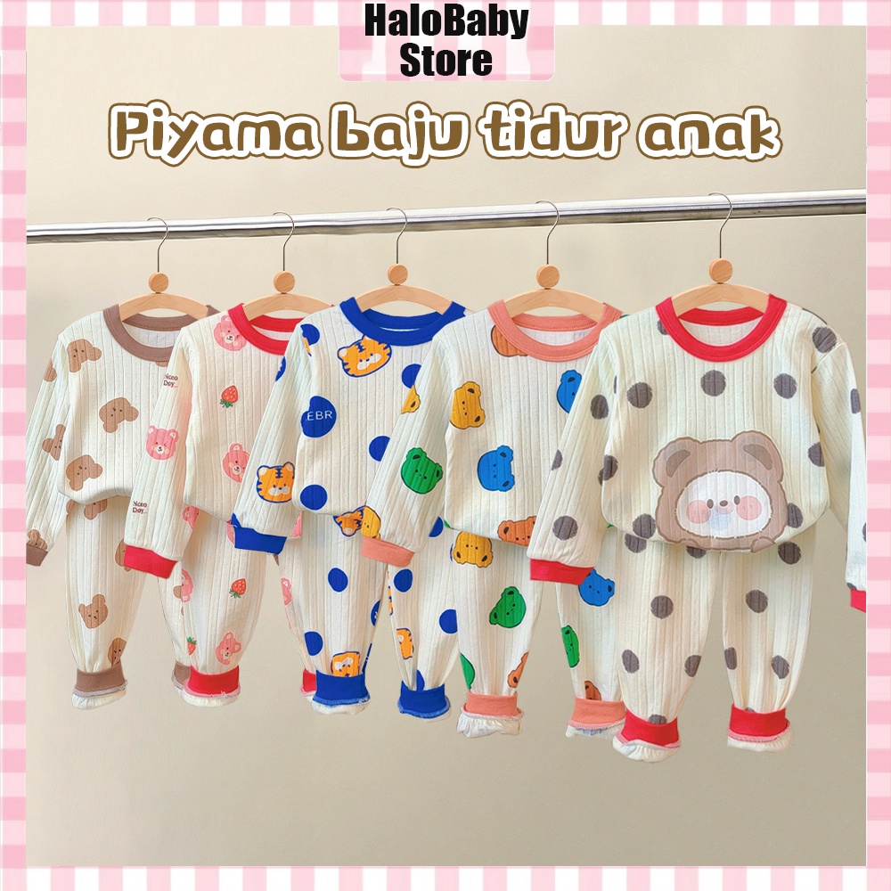 Halo Baby Piyama Setelan Baju Tidur Anak/Setelan Anak Pyama Lengan Panjang motif lucu