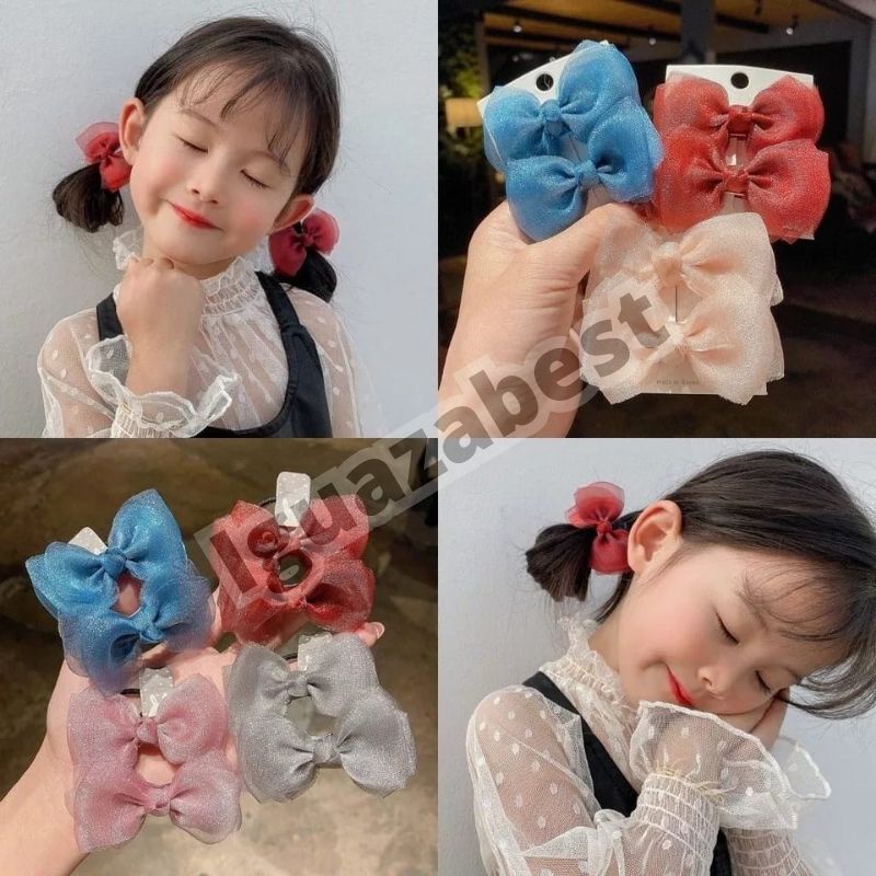 Jepitan Rambut Anak Set 2Pcs Jepit Karakter Lucu Pita Fashion Cewek Korea