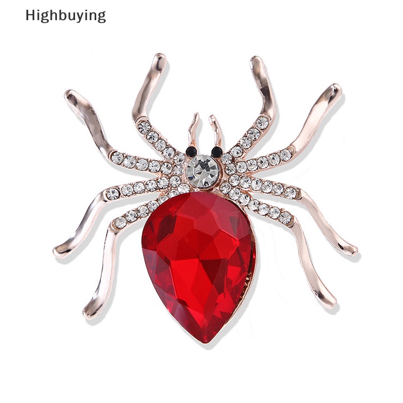 Hbid Fashion Kreatif Kristal Spider Hewan Bros Pin Untuk Wanita Pakaian Kerah Mantel Aksesoris Glory