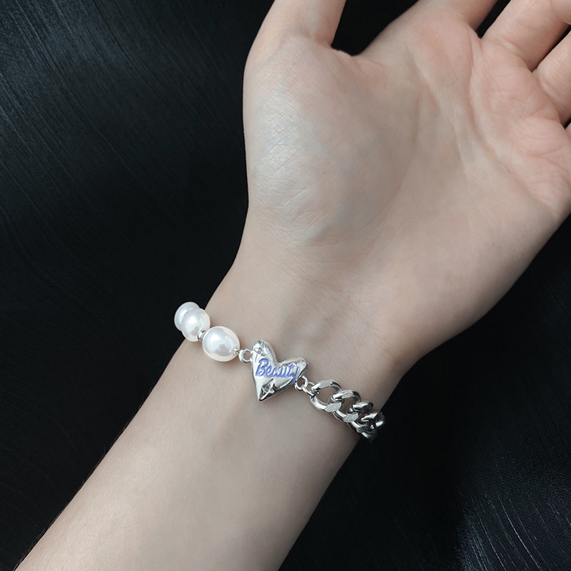 Gelang Perca Mutiara Cinta Surat Ungu Yang Dipersonalisasi Dan Serbaguna, Musim Panas Desain Niche Ins Baru, Gelang Trendi Rantai Manik-Manik