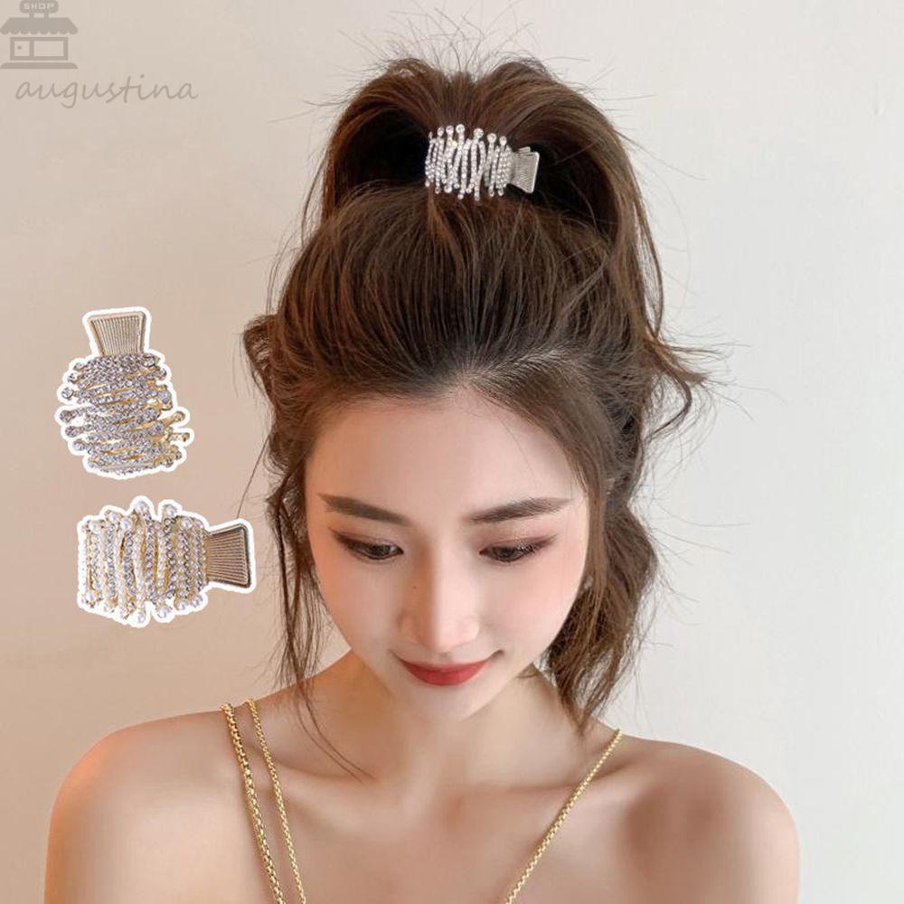 Agustina Mutiara Rambut Cakar Jepit Rambut Temperamen Sederhana Wanita Hiu Klip Hiasan Kepala Ponytail Holder Berlian Hiasan Kepala Gaya Korea Hair Clip