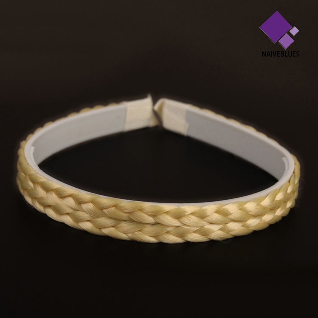 &lt; Naiveblues &gt;1/1.5/1.8cm Wanita Rambut Hoop Sintetis Wig Dikepang Hiasan Kepala Bando