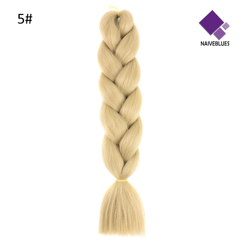 &lt; Naiveblues &gt; Ekstensi Rambut Sintetis Warna Solid Kepang Afrika Crochet Ponytail