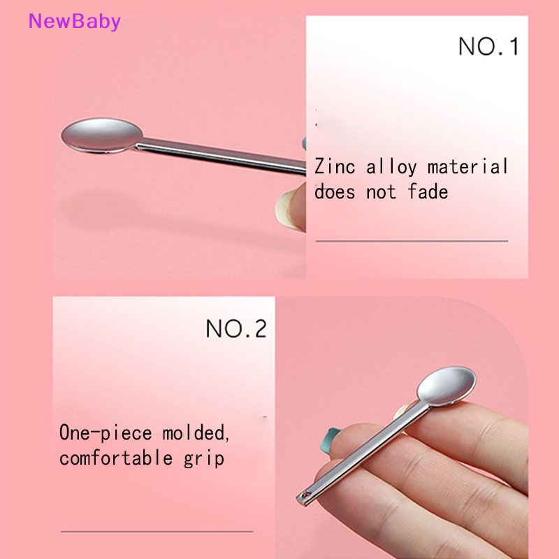 Newbaby Sendok Kosmetik Bahan Metal Bulat Spatula Makeup Stick Scoop Untuk Krim Wajah Cosmetic ID